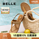 百麗（Belle）度假風(fēng)夾腳拖鞋女商場(chǎng)同款平底休閑拖鞋3T833BL5 棕色 37 (235mm)