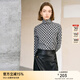 顏域（YANYEE）復古幾何印花針織衫女士2025新款冬季長(cháng)袖內搭半高領(lǐng)打底上衣 黑花 S/36