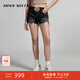 MISS SIXTY牛仔短褲女復(fù)古磨邊破爛設(shè)計高腰顯瘦百搭性感熱褲 黑灰 25