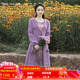 煙花燙慵懶風文藝氣質(zhì)針織開衫2025年秋季新款溫柔淑女開衫外套JY 明華 紫色 M