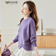 Mrdiane weiV領(lǐng)針織衫女毛衣秋冬裝休閑打底衫寬松上衣 紫色 均碼