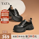 他她（TATA）英倫厚底小皮鞋女鞋學(xué)院運動(dòng)深口單鞋2025春新款CCJ03AM5 黑色 37