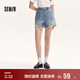 森馬（Semir）牛仔褲女寬松美式熱褲酷颯風(fēng)夏街頭毛邊短褲復(fù)古辣妹103324122010