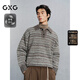 GXG男裝  條紋毛衣男士寬松通勤針織衫 24年冬新品 黑色條紋 L