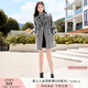 香影灰色小個子大衣女2024秋冬新款雙排扣高級感風衣式仿毛呢外套 灰色 M