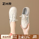 ZHR女士小白鞋女百搭真牛皮女鞋輕便透氣學(xué)生休閑鞋子女 A67N 米灰37