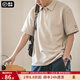 馬登工裝華夫格polo衫男商務(wù)休閑短袖半拉鏈重磅男士T恤夏季體恤潮牌 淺杏色 【輕奢polo衫/老錢(qián)風(fēng)/衣服男裝夏季】 XL 【今日下單 順豐包郵】