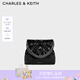 CHARLES&KEITH鏈條單肩腋下托特包流浪包包女包女友生日七夕禮物CK2-20671559 Noir黑色 M