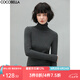 COCOBELLA質(zhì)感PU標高領(lǐng)針織衫女秋baby觸感肌底衣彈力打底衫TS129 碳灰色 M