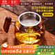雅集玻璃公道杯帶不銹鋼過濾茶漏網(wǎng)套裝木把荷花金銀燒分茶器360ml