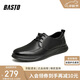 百思圖秋季時(shí)尚通勤圓頭厚底男士商務(wù)正裝皮鞋68B12CM3 黑色 42