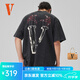 VLONE春夏男女同款提線(xiàn)木偶大LOGO重磅短袖純棉個(gè)性潮流T恤 VLTE24003黑色 M