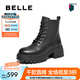 百麗（Belle）厚底增高馬丁靴女商場款真皮戶外短靴3N140DD4預售 黑色-單里 36 (230mm)