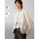 ELLE白色高級感小香風(fēng)毛絨短外套女2025冬季新款綿羊毛氣質(zhì)上衣 白色 【預售】 S