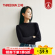 三槍?zhuān)═HREEGUN）半高領(lǐng)基礎打底衣女士新疆棉長(cháng)絨棉羅紋秋冬純色內搭長(cháng)袖女打底衫 正黑 L