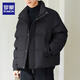 羅蒙立領(lǐng)休閑男士羽絨服夾克2025新款秋冬季男裝輕薄保暖面包服外套潮 y2f35黑色羽絨服 2XL 155-175