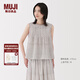 無(wú)印良品（MUJI）女式雕版印染無(wú)袖罩衫上衣女款背心坎肩女裝25年夏季純棉 灰色圖案 M （160/84A）
