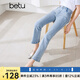 百圖betu女裝夏季新款牛仔褲淺色系百搭高腰九分牛仔褲女2404T80 淺蘭 M