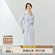 尚都比拉春季單排扣腰部褶皺薄款仿醋酸緞面中長(zhǎng)款連衣裙女 藍(lán)紫色 L 