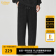 卡賓（CABBEEN）【老花燒花】男裝絨感運動休閑褲2024秋季新款寬松衛(wèi)褲直筒褲 煤黑色01 3XL 190/56