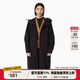 幻走（MOVEUP）2024冬季新款.FUN系列純棉抽繩趣味章仔連帽長(cháng)款外套女 夜黑 S