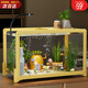 憨憨寵魚(yú)缸懶人魚(yú)缸過(guò)濾免換水生態(tài)一體缸塑料家用客廳辦公室桌面金魚(yú)缸 奶黃色基礎套餐（31*21*20cm）