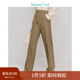 茵曼（INMAN）新中式盤(pán)扣飄帶長(cháng)褲2025春秋季女裝新款國風(fēng)顯瘦直筒褲 土卡其 27