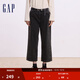 GAP女裝純棉直筒牛仔褲寬松百搭休閑九分褲638509 水洗黑 170/70A(28) 亞洲尺碼