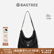BAGTREE包包樹(shù)圖南植鞣牛皮腋下hobo女包2025年新款單肩斜挎包通勤餃子包 檀黑色-中號 高級小眾