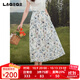 LAGOGO清新文藝半身裙女拉谷谷2025年夏季新款油畫(huà)感全棉印花裙子 混色 M