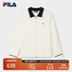 FILA 斐樂(lè )官方女裝編織外套2025春新款時(shí)尚休閑基礎簡(jiǎn)約拼色毛衣 蒸汽白-IV M 165/84A/M