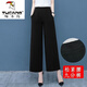 啄木鳥(niǎo)冰絲直筒褲女夏款雪紡闊腿褲垂感夏季2026新款八分褲薄款高腰直筒 黑色九/分褲      垂順絲滑 XL 120-135斤