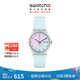 斯沃琪（Swatch）瑞士手表  無(wú)盡天藍教師節禮物雙日歷男女學(xué)生石英腕表 天藍色 34mm