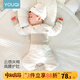 優(yōu)奇嬰兒衣服秋冬套裝寶寶保暖夾棉內(nèi)衣高腰護肚男女兒童2件套秋冬裝 秋冬【高腰】雅灰 73