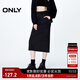 ONLY秋季百搭通勤直筒中長(cháng)款開(kāi)叉半身裙女|12431E001 H1Z 黑色 XS (155) 60A