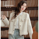 歌芭杉（GEBASHAN）品牌女裝法式圓領(lǐng)流蘇小香風(fēng)短款外套女春秋新款高級感寬松上衣 米白色 外套 M 110斤以下