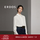 ERDOS 春夏真絲寬松修身清甜美荷葉邊刺繡花邊女上衣長(cháng)袖襯衫 白 S 155/80A