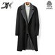 DK高端男裝雙排扣雙色山羊絨大衣男過(guò)膝中長(cháng)款秋冬季時(shí)尚羊毛呢外套 黑色 2XL 推薦體重180-210斤