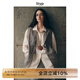 旅途原品ltyp 經(jīng)典千鳥格100%亞麻馬甲 文藝百搭西裝馬夾外套女秋 黑杏色-幾何色織格紋（預(yù)7-10） S