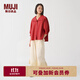 無(wú)印良品（MUJI）IDEE 女式 平紋 七分袖襯衫 女士襯衣外套春秋  GAD05C4S 深紅色 M （155/80A）