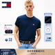 TOMMY JEANS【純色純棉】25新款夏季男裝平紋針織潮流刺繡短袖上衣T恤 藏青色C1G S （推薦：120-135斤）
