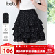 百圖betu女裝2025夏季新款半身裙仲夏夜夢(mèng)印花蓬蓬裙蛋糕裙子2505T48 黑色 M