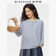 佐丹奴亨利衫女秋季新款純棉美式亨利領(lǐng)插肩七分袖上衣女13325771 27灰藍 XL