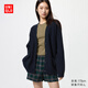優(yōu)衣庫女裝休閑V領(lǐng)針織開(kāi)衫/毛衣毛衫外套25秋冬新款481681 69 藏青色 XL
