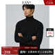 漢尼（HANY）加厚可機洗純羊毛衫男黑色針織衫男士高領(lǐng)毛衣打底修身保暖秋季巴澤利曜石黑 【兩翻高領(lǐng)】L