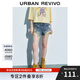 UR2025夏季新款女波嬉風(fēng)復古磨破毛須休閑牛仔短褲UYL850077 藍色 (偏短) 28