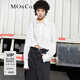 MO&Co.夏季LOGO刺繡解構(gòu)不規(guī)則短款襯衣MBB2TOPT02moco 本白色 M 165