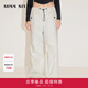 MISS SIXTY灰白色牛仔褲復(fù)古顯瘦百搭女抽繩束腳高腰工裝褲休閑 灰白 M