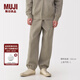 無(wú)印良品（MUJI）男式 毛圈棉 褲子 男士長(cháng)褲春季款休閑褲衛褲運動(dòng)褲 AB1NRA5S 淺灰棕色 L (175/88A)