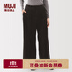 無(wú)印良品（MUJI）女式 木棉混燈芯絨 抽褶寬版褲褲子女款女裝25年秋季BE1XPA5A 深棕色 M （160/66A）